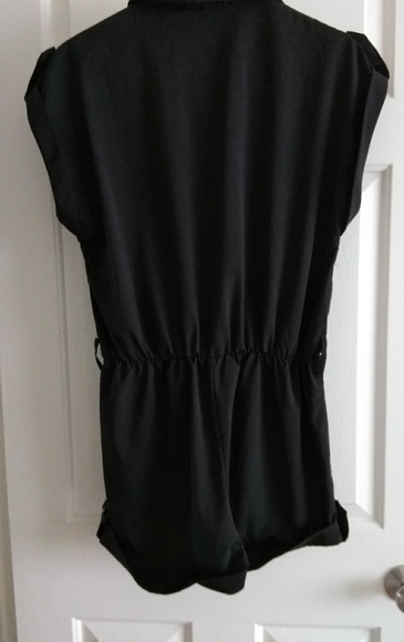 Solid black button down romper - Picture 2 of 3